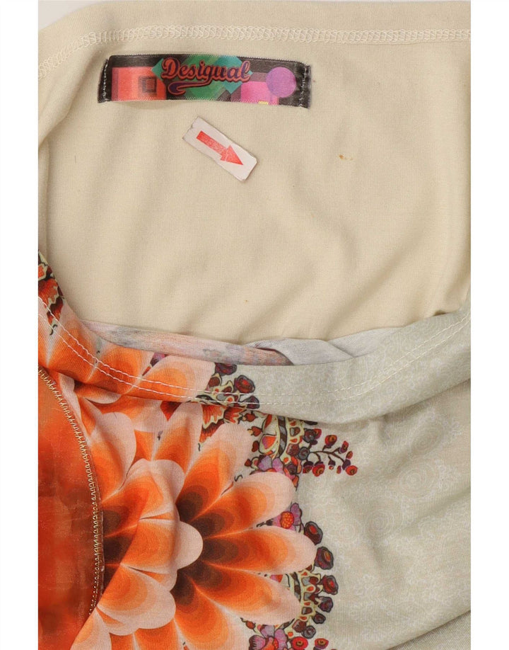 Desigual Chemisier surdimensionné pour femme UK 46 Large Beige Floral Polyester