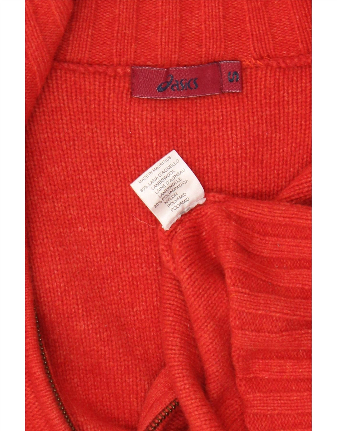 Asics Cardigan Femme Pull UK 10 Petit Rouge Colourblock Lambswool