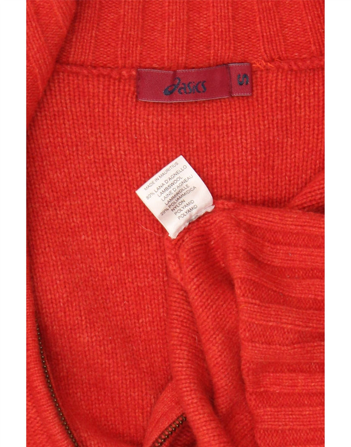 Asics Cardigan Femme Pull UK 10 Petit Rouge Colourblock Lambswool
