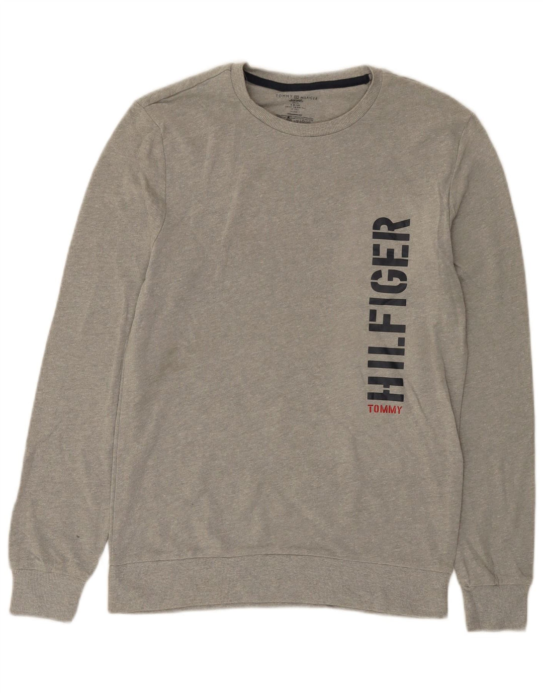 TOMMY HILFIGER Sweat-Shirt Graphique Homme Petit Gris Coton