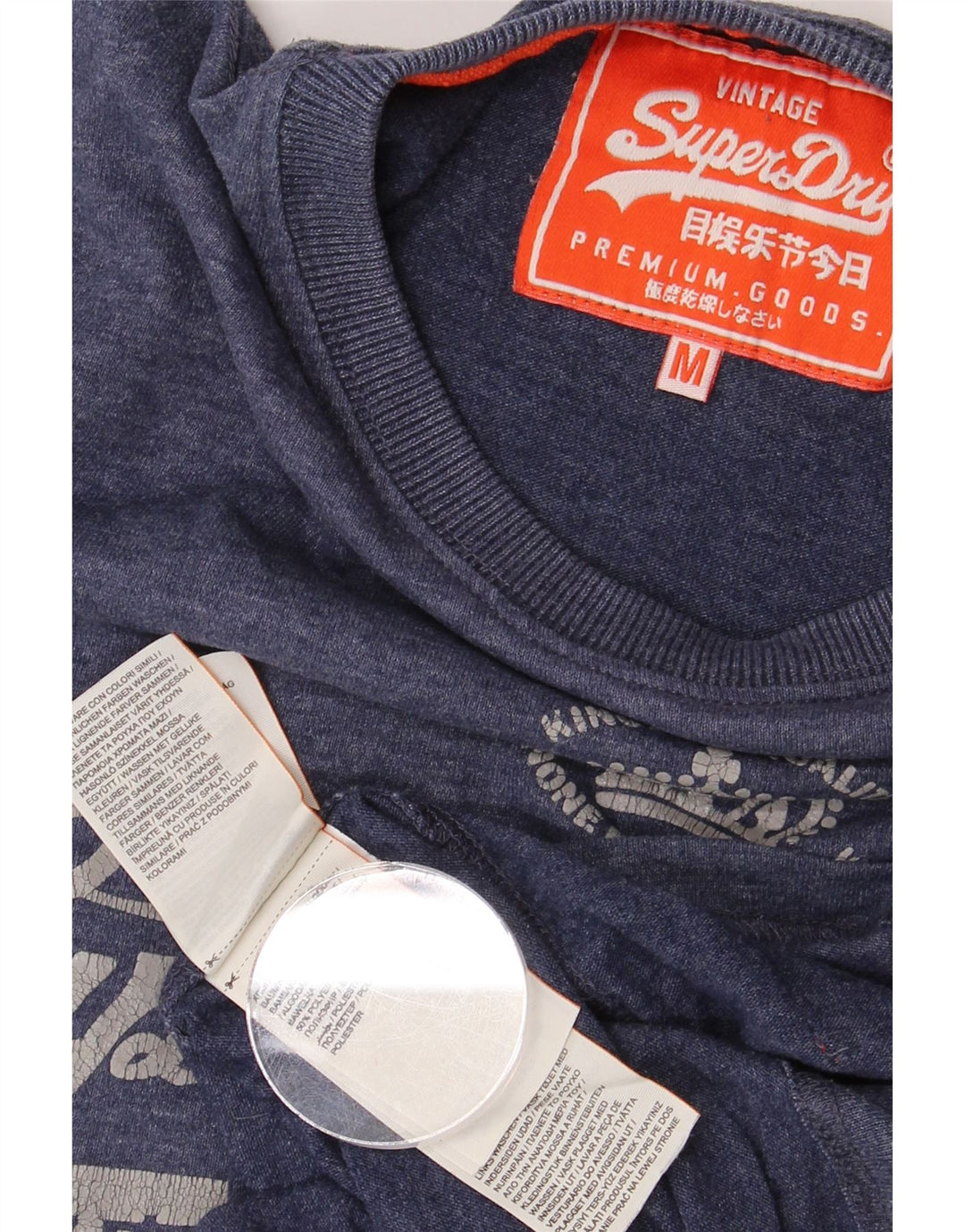 SUPERDRY T-Shirt Graphique Homme Bleu Marine Moyen Coton