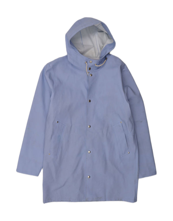 Stutterheim Manteau imperméable à capuche pour homme UK 40 Large Bleu Coton