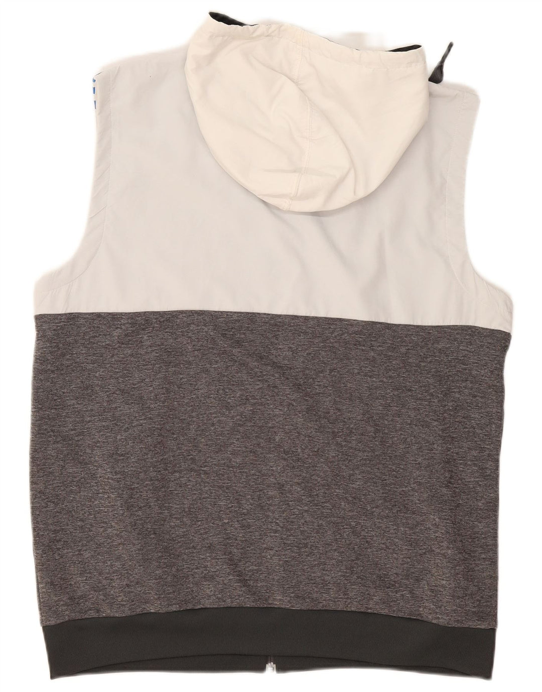 ADIDAS Pull à capuche zippé sans manches pour hommes, grand polyester color block gris