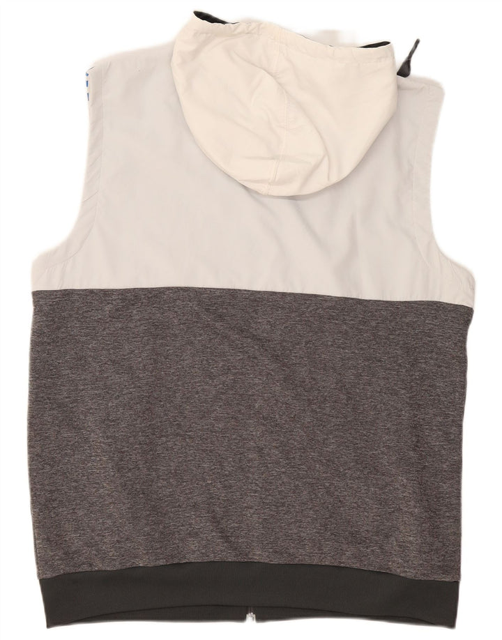 ADIDAS Pull à capuche zippé sans manches pour hommes, grand polyester color block gris