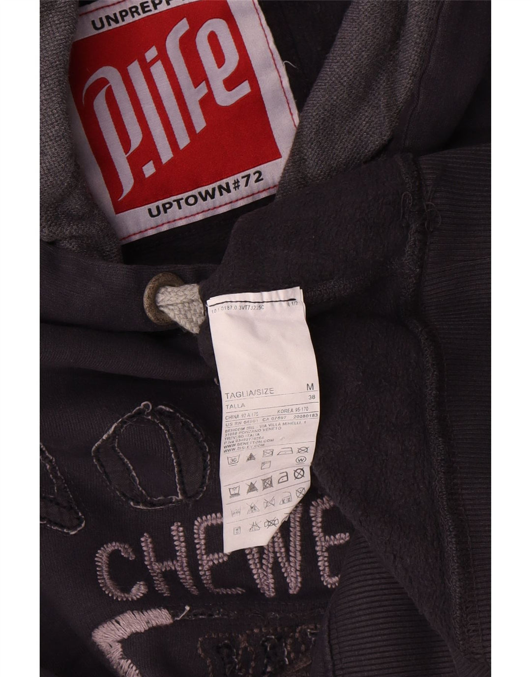 Playlife Pull à capuche graphique pour homme en coton bleu marine moyen