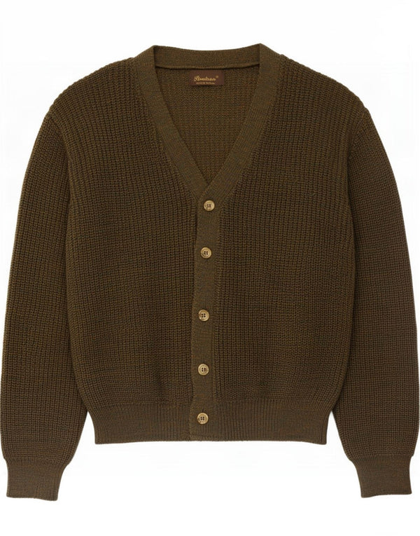 Vintage Mens Cardigan Sweater Large Khaki