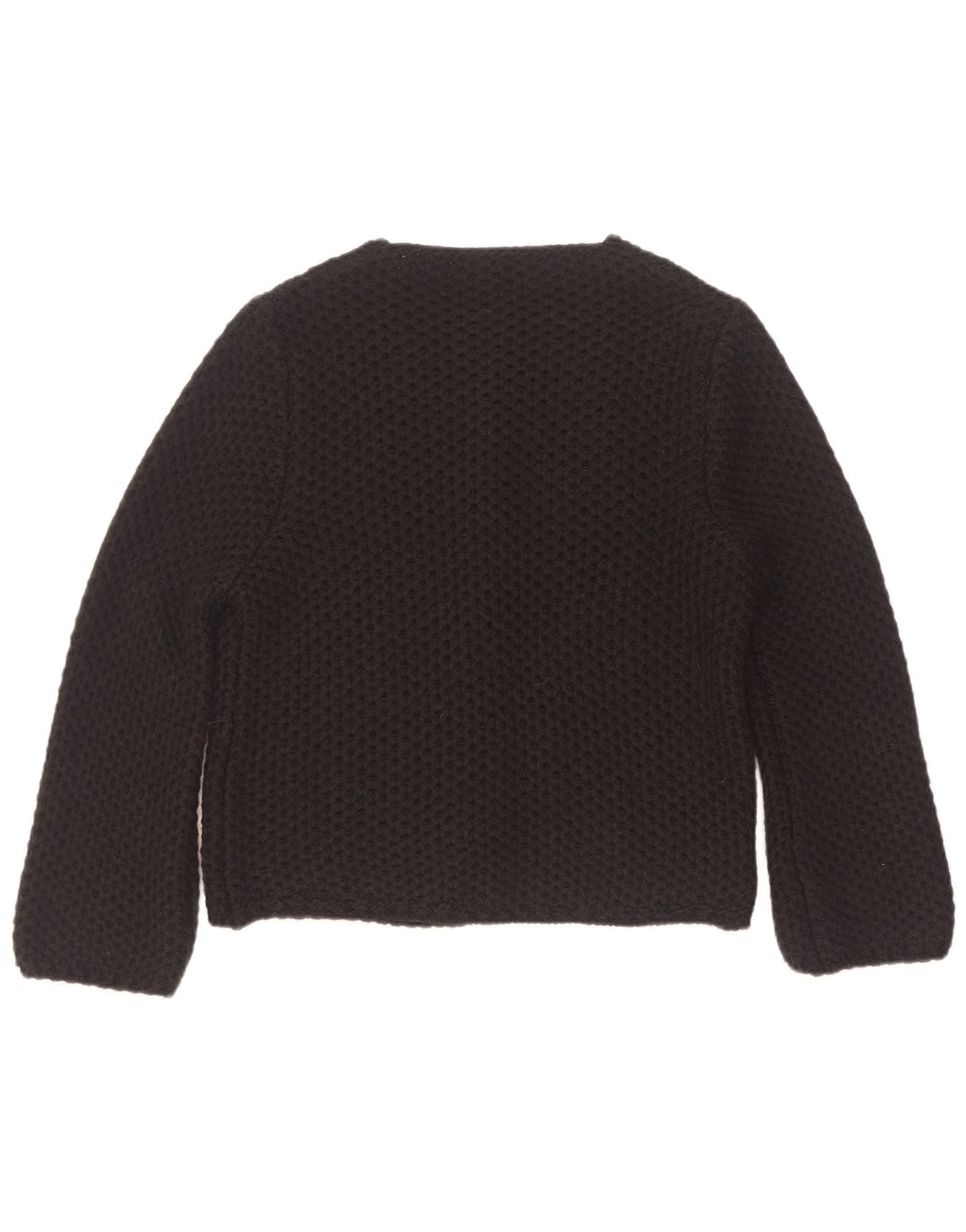 vintage Womens Open Cardigan Sweater UK 14 Moyen Noir Acrylique