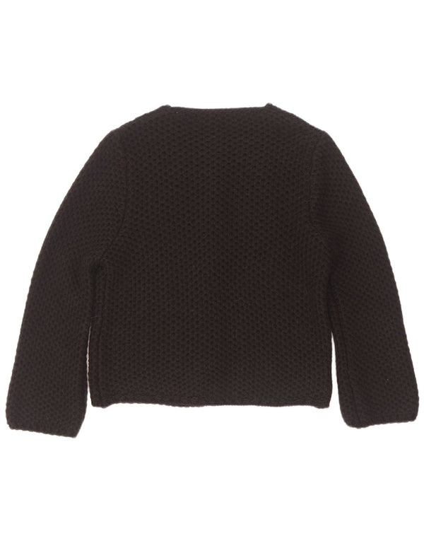 vintage Womens Open Cardigan Sweater UK 14 Moyen Noir Acrylique