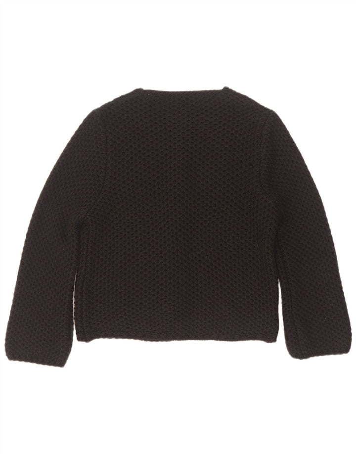 vintage Womens Open Cardigan Sweater UK 14 Moyen Noir Acrylique