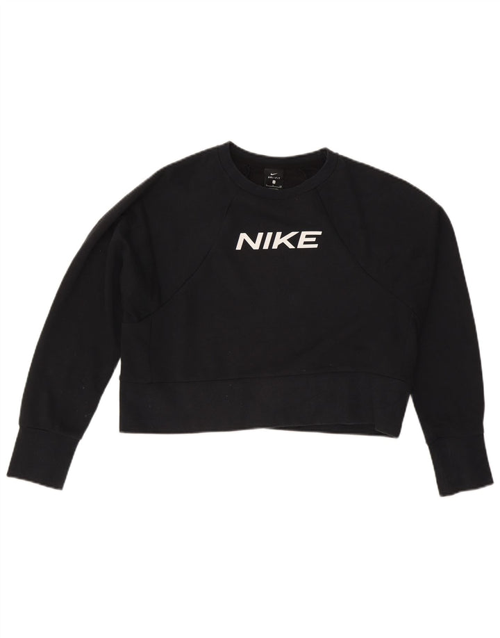 Nike Femme Crop Graphic Sweat-shirt surdimensionné UK 10 Petit Noir