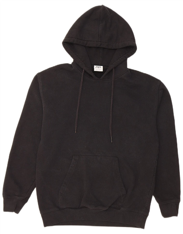 Zara Pull à capuche pour homme Petit coton noir