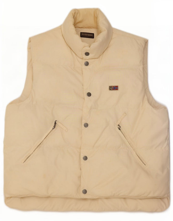 Napapijri Gilet rembourré graphique pour homme UK 38 Medium Off White Polyamide