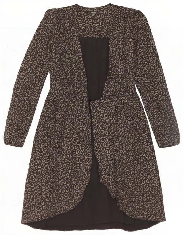 Massimo Dutti Veste Blazer 1 Bouton Femme EU 34 2XS Noir Imprimé Animal