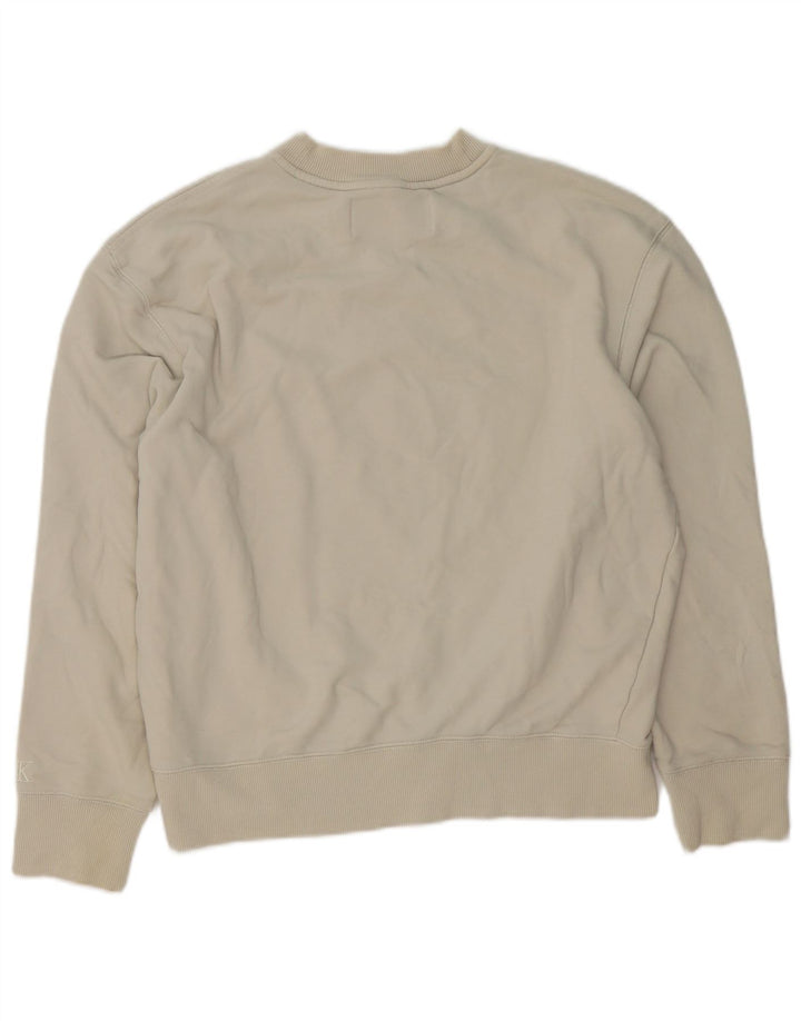 Calvin Klein Jeans Sweat-shirt graphique pour homme en coton blanc cassé moyen