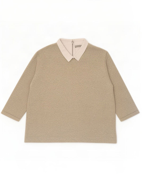 Cos Chemisier à manches longues pour femme UK 44 en coton moucheté gris moyen