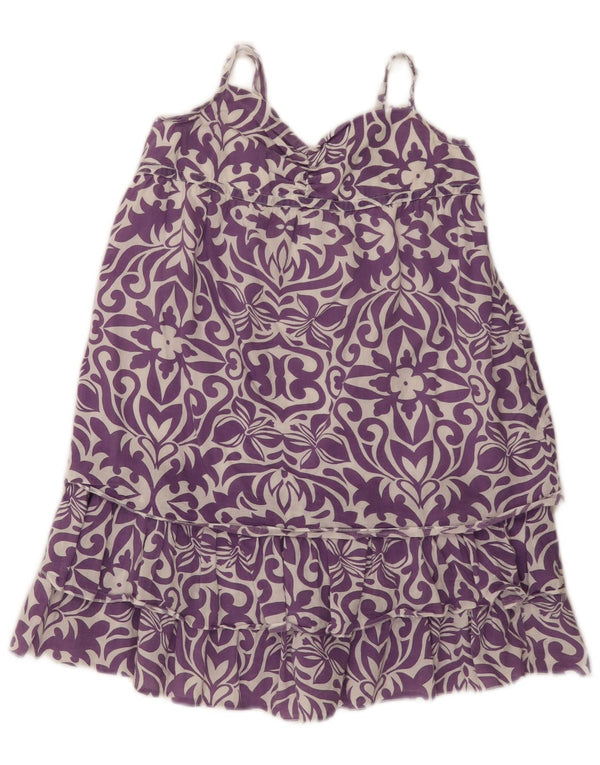 Benetton Robe d'Été Fille 7-8 Ans Violet Floral Coton
