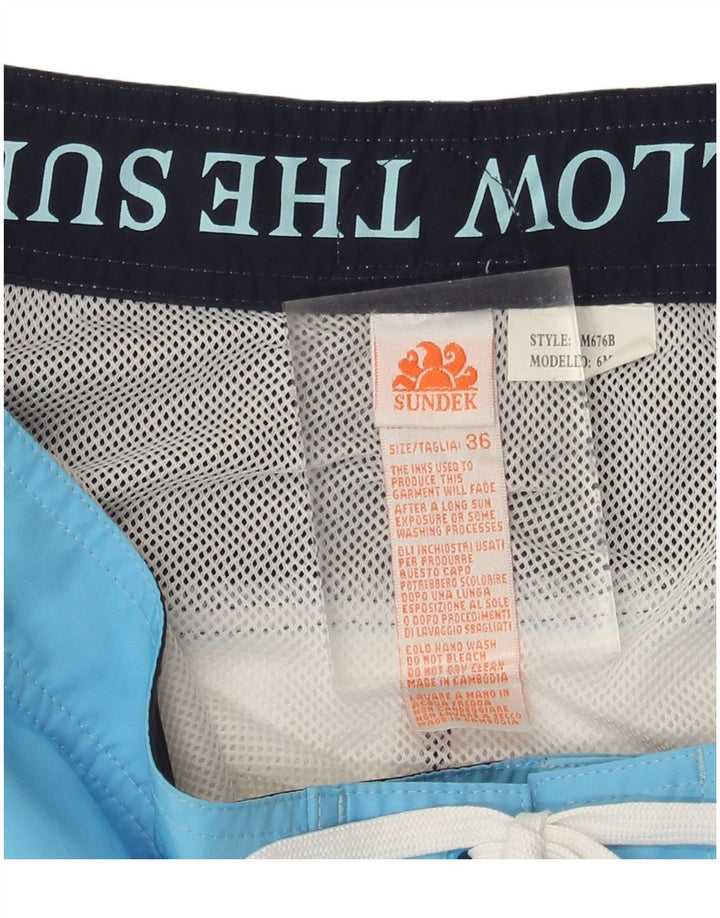 SUNDEK Short de bain graphique pour hommes en polyester color block grand bleu