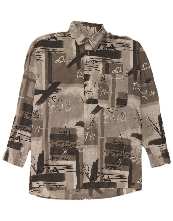 Chemise graphique homme vintage grand patchwork gris