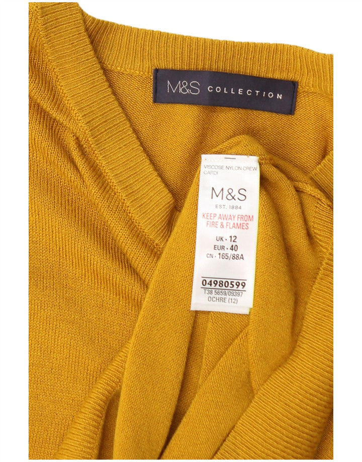 MARKS & SPENCER Pull Cardigan Femme UK 12 Viscose Jaune Moyen
