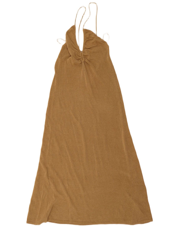 Zara Femme Maxi Slip Robe UK 10 Petit Beige Acrylique