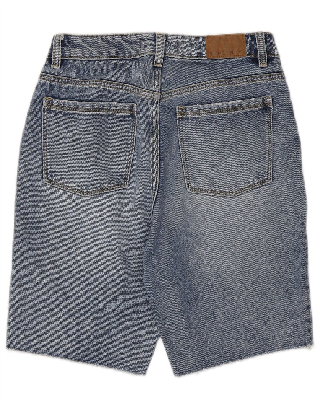 SUPERDRY Short en Jean Femme W26 Petit Bleu Coton