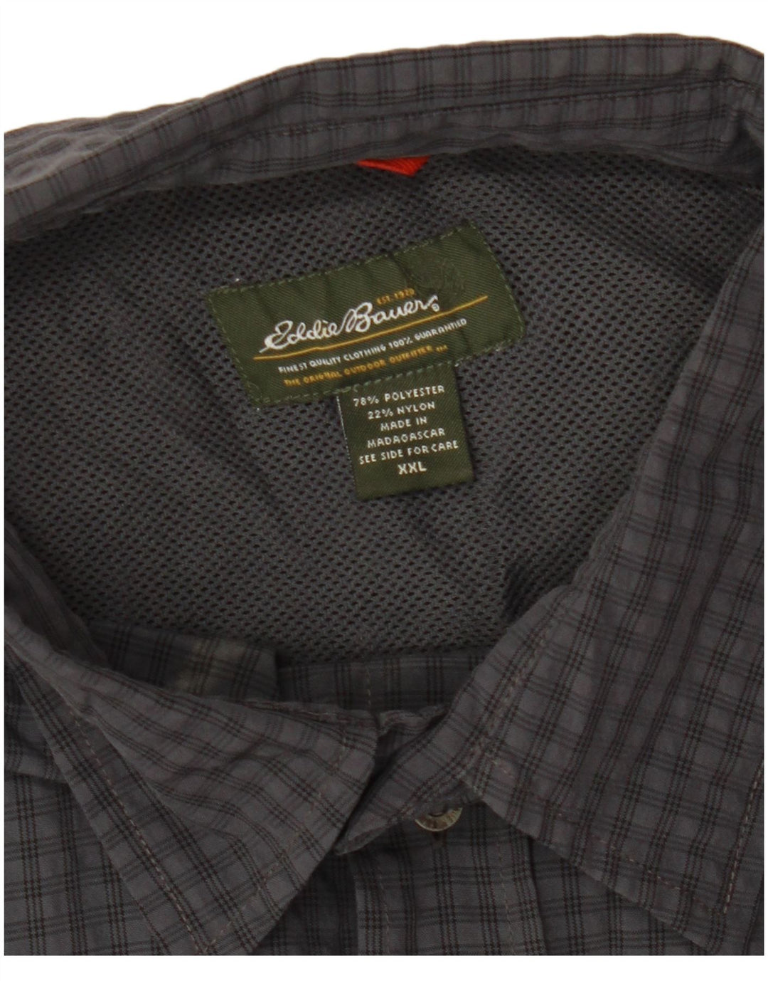 EDDIE BAUER Chemise à manches courtes pour hommes 2XL Gris à carreaux Polyester