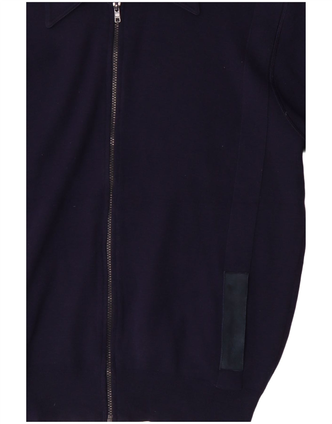 vintage Mens Cardigan Pull Moyen Marine Bleu Laine