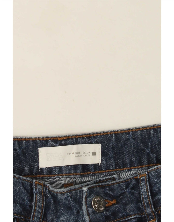 Zara Jean droit pour femme EU 38 Small W28 L28 Bleu à pois