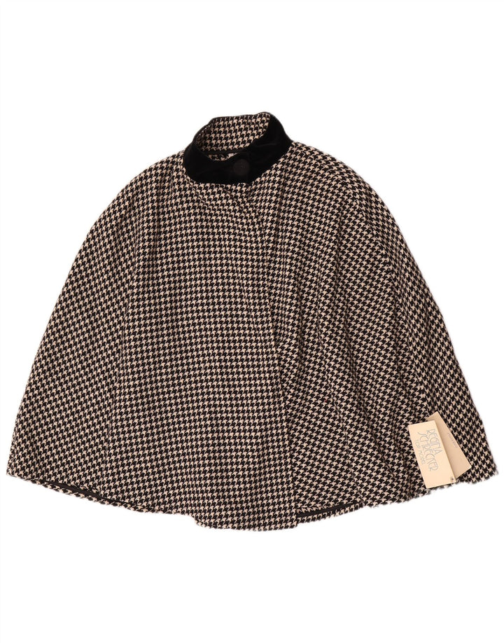 Regina Schrecker Manteau Poncho Femme IT 42 Laine Pied-de-Poule Noir Moyen