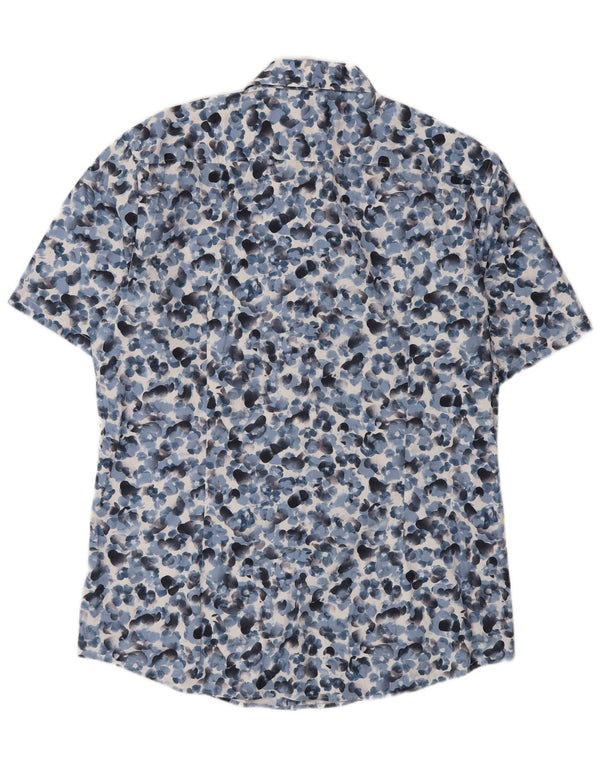Hugo Boss Chemise stretch à manches courtes pour homme Taille 43 17 XL Bleu Floral