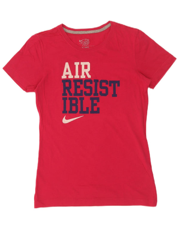Nike T-shirt coupe slim pour femme en coton rose moyen UK 12