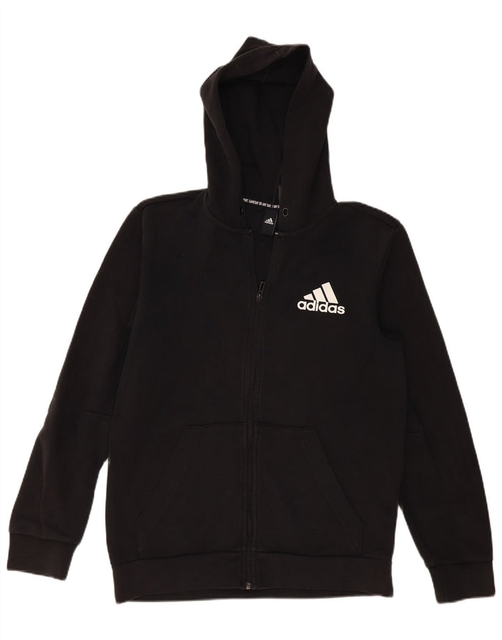 Adidas Pull à capuche zippé graphique pour homme en coton noir moyen