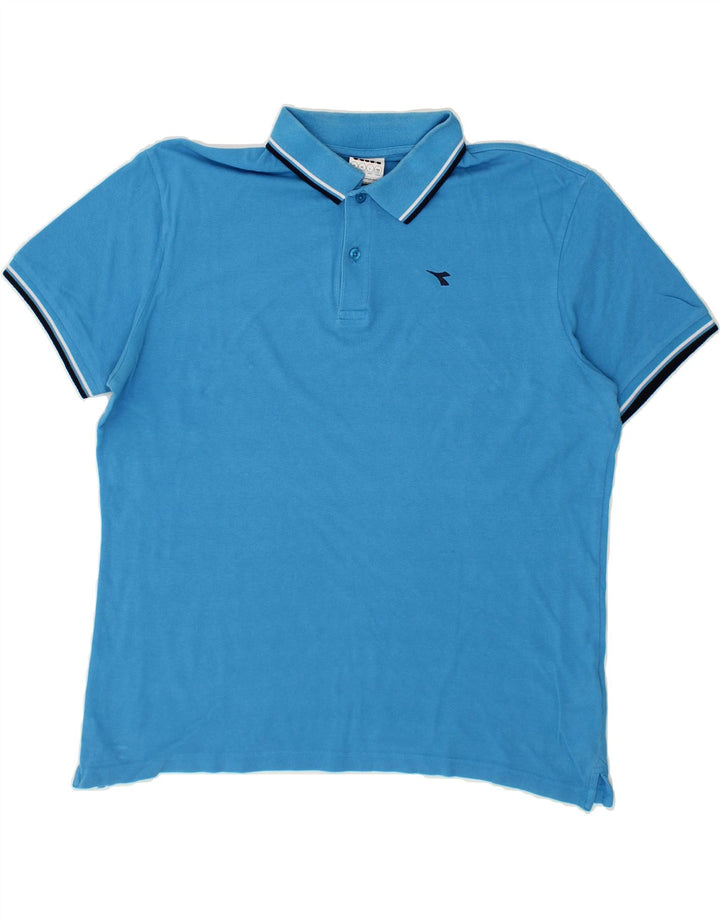 DIADORA Mens Polo Shirt Large Blue Cotton Vintage Diadora and Second-Hand Diadora from Messina Hembry 