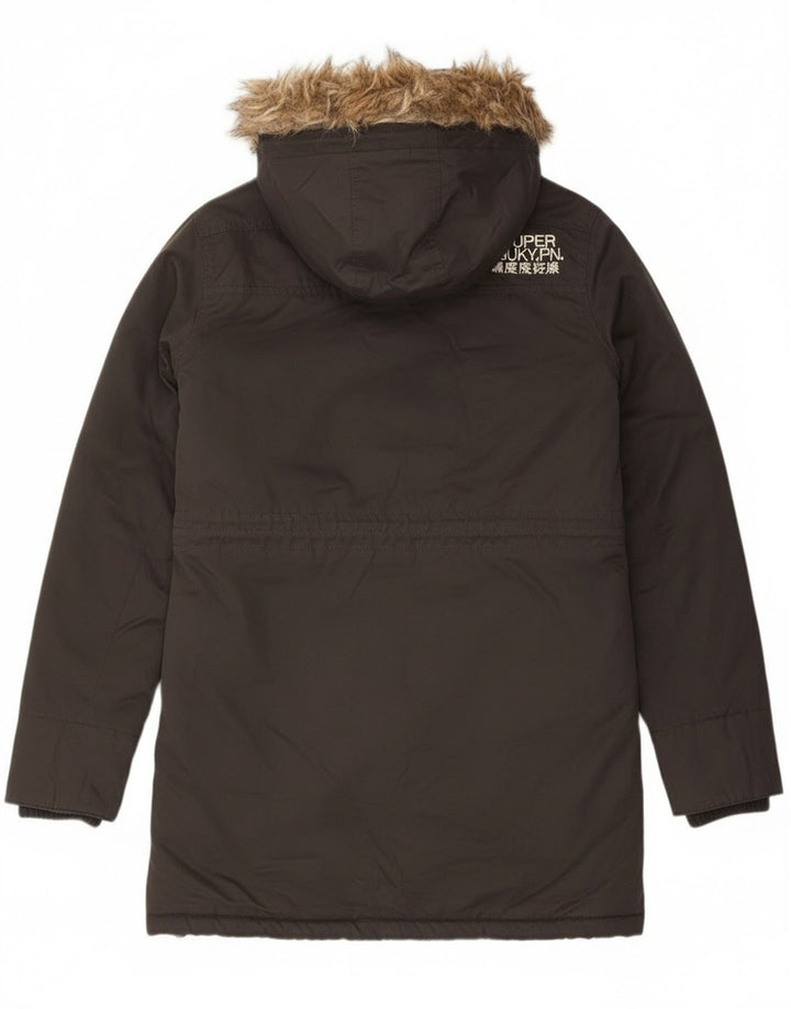 Superdry Veste Parka à Capuche Graphique Homme UK 38 Gris Moyen Polyester