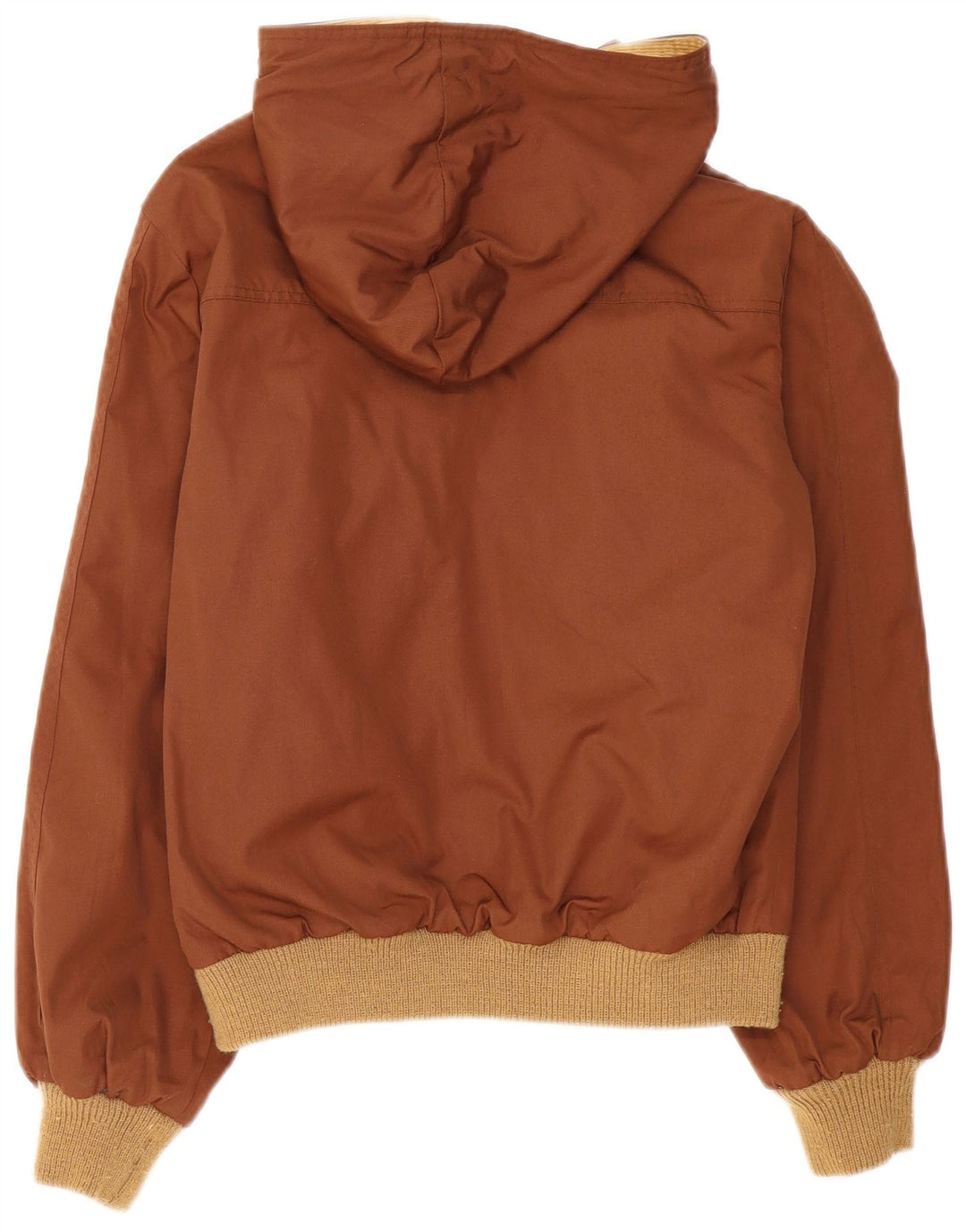 vintage Mens Hooded Reversible Bomber Jacket UK 38 Medium Brown Colourblock