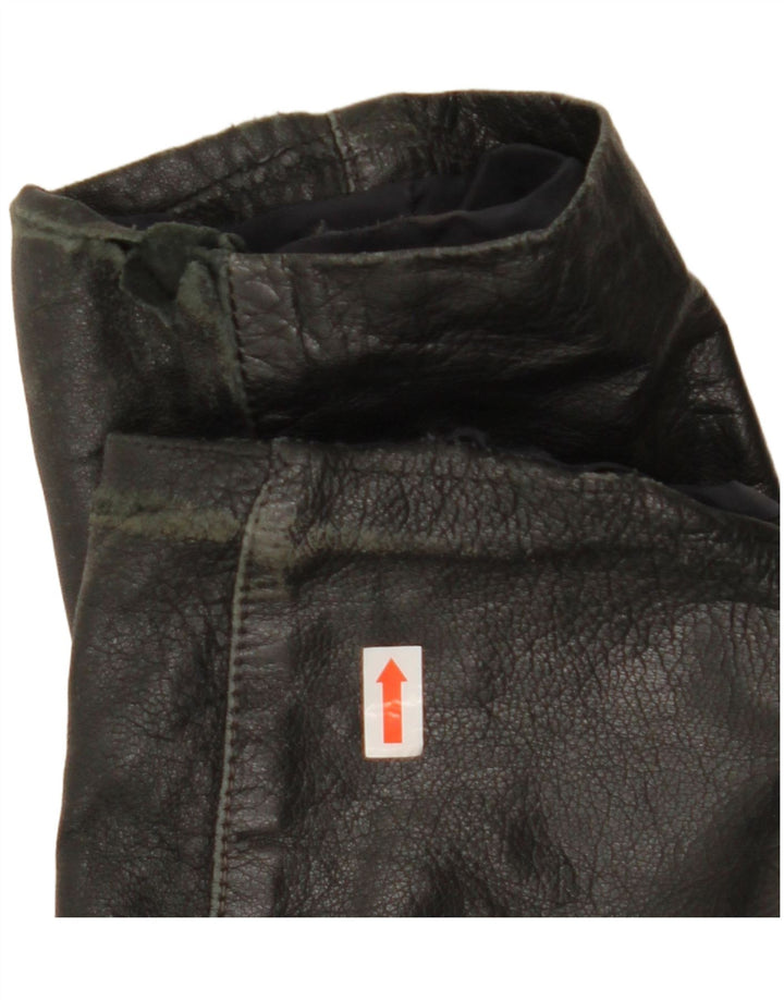 veste en cuir crop femme vintage IT 44 Noir moyen