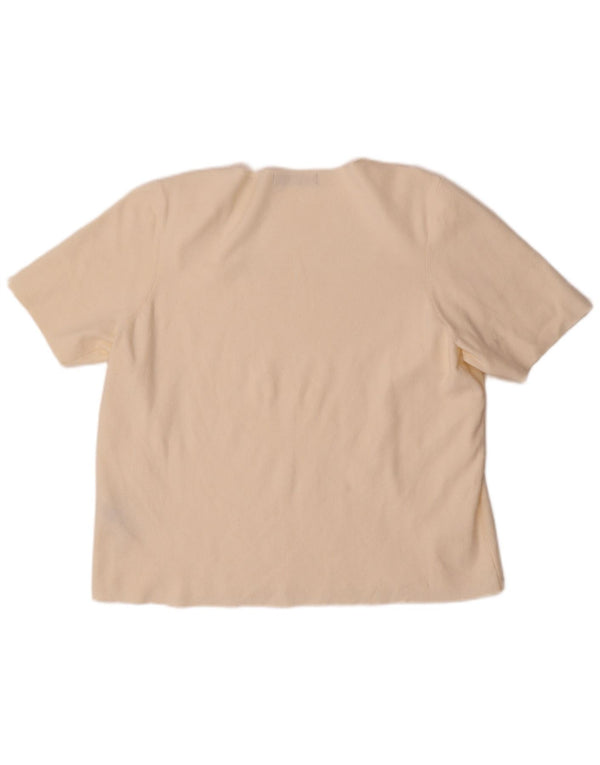 Marks & Spencer T-Shirt Femme Top UK 22 3XL Beige Viscose