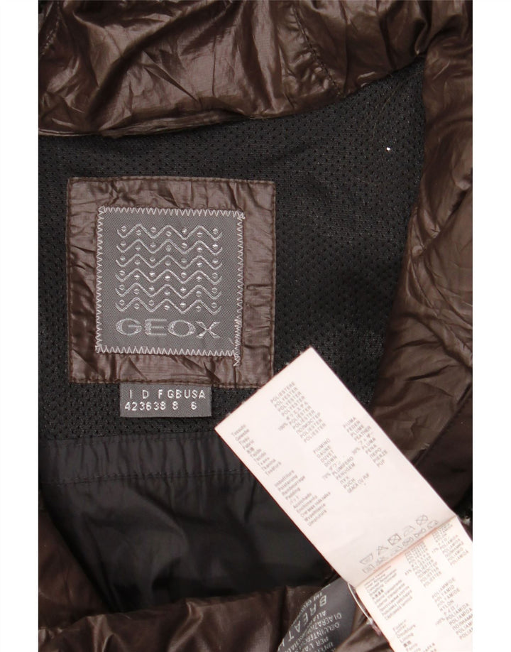 Geox Veste matelassée à capuche pour femme UK 8 Small Marron Colorblock Polyester