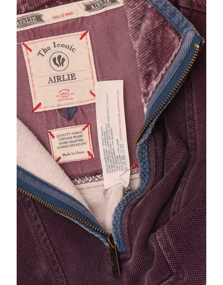 Fat Face Sweat-shirt col zippé pour homme en coton violet moyen