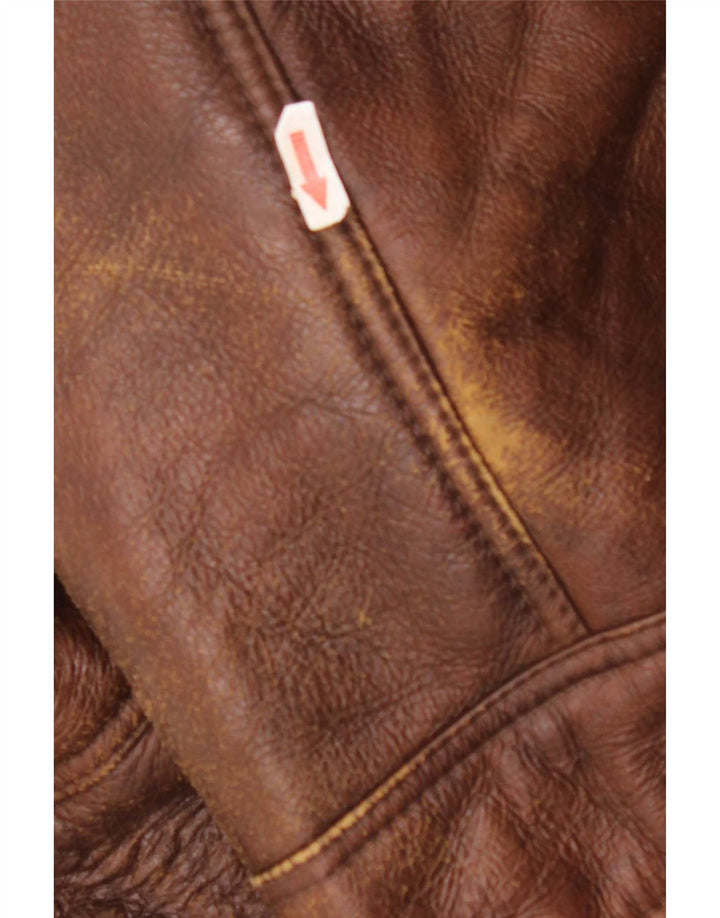 veste en peau de mouton homme vintage IT 52 XL peau de mouton marron