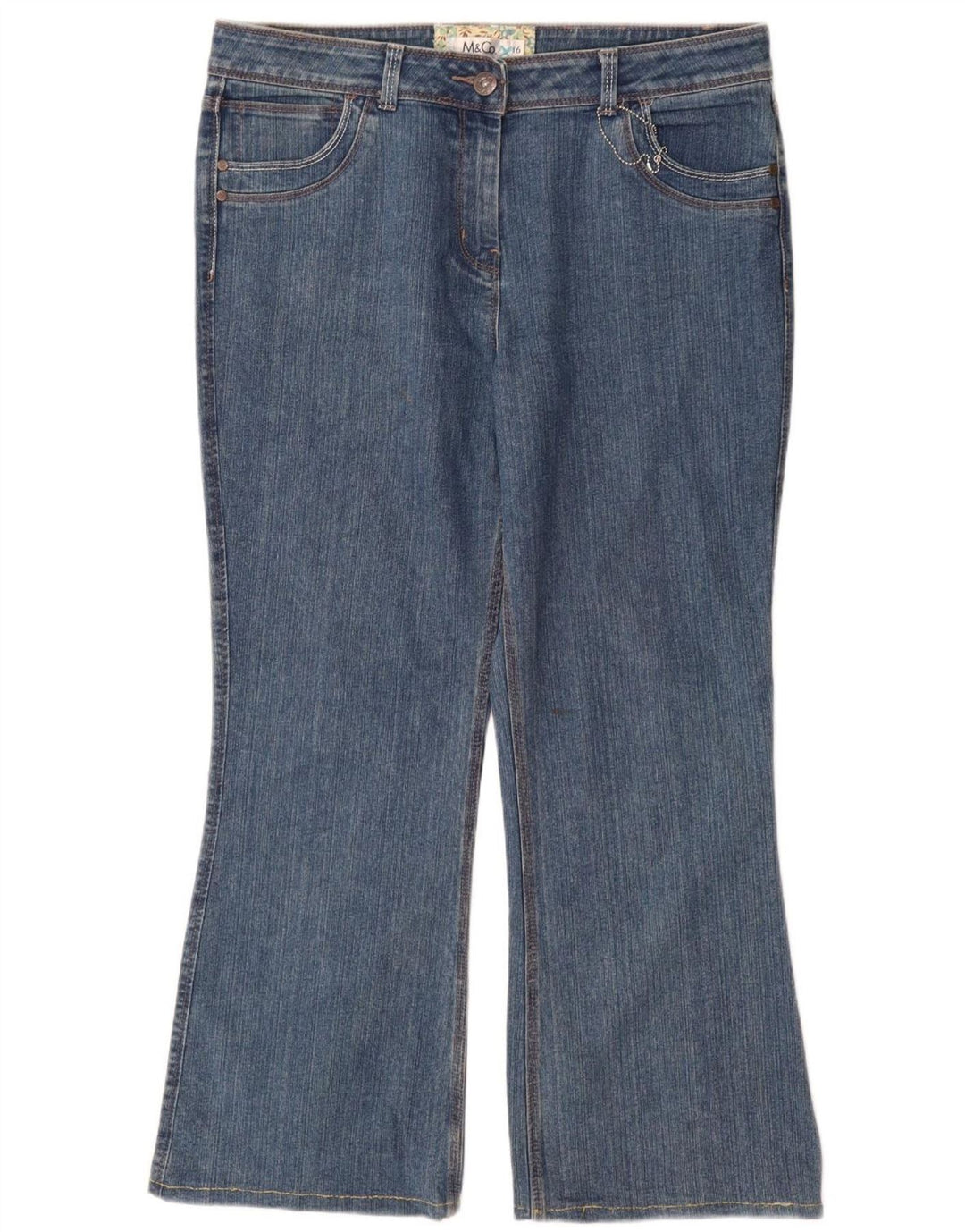 M&Co Jean Bootcut Femme UK 16 Large W34 L29 Bleu Coton
