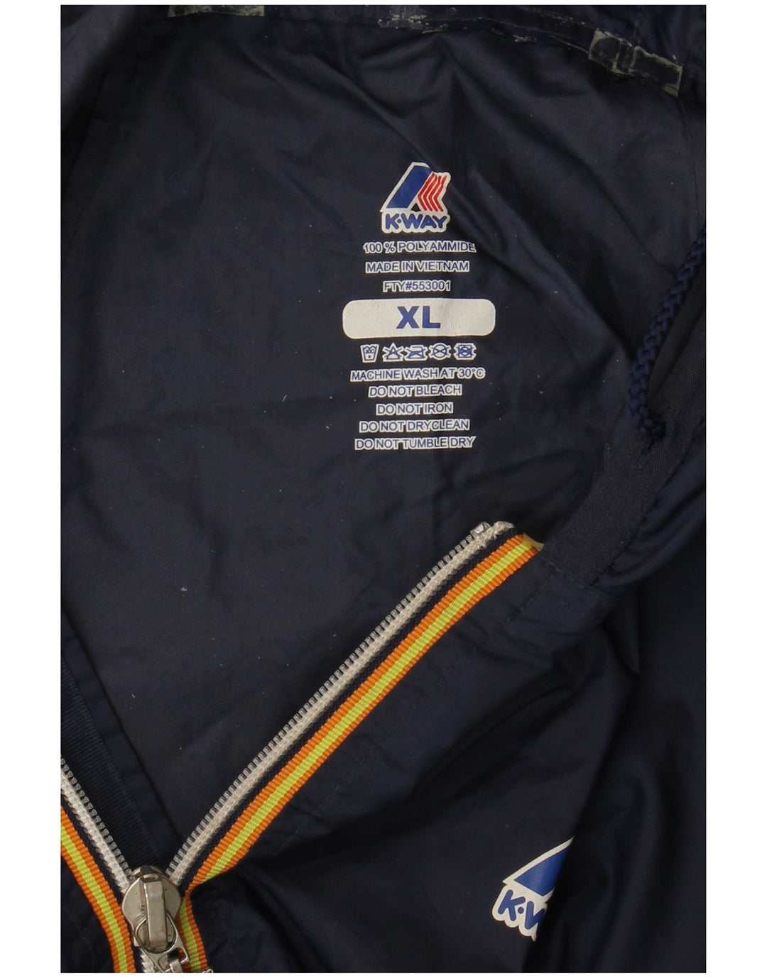 K-Way Veste de pluie à capuche pour homme UK 42 XL Bleu marine Polyamide