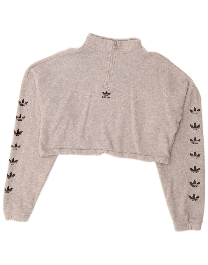 Adidas Sweat-shirt graphique surdimensionné pour femme UK 10 Petit gris moucheté