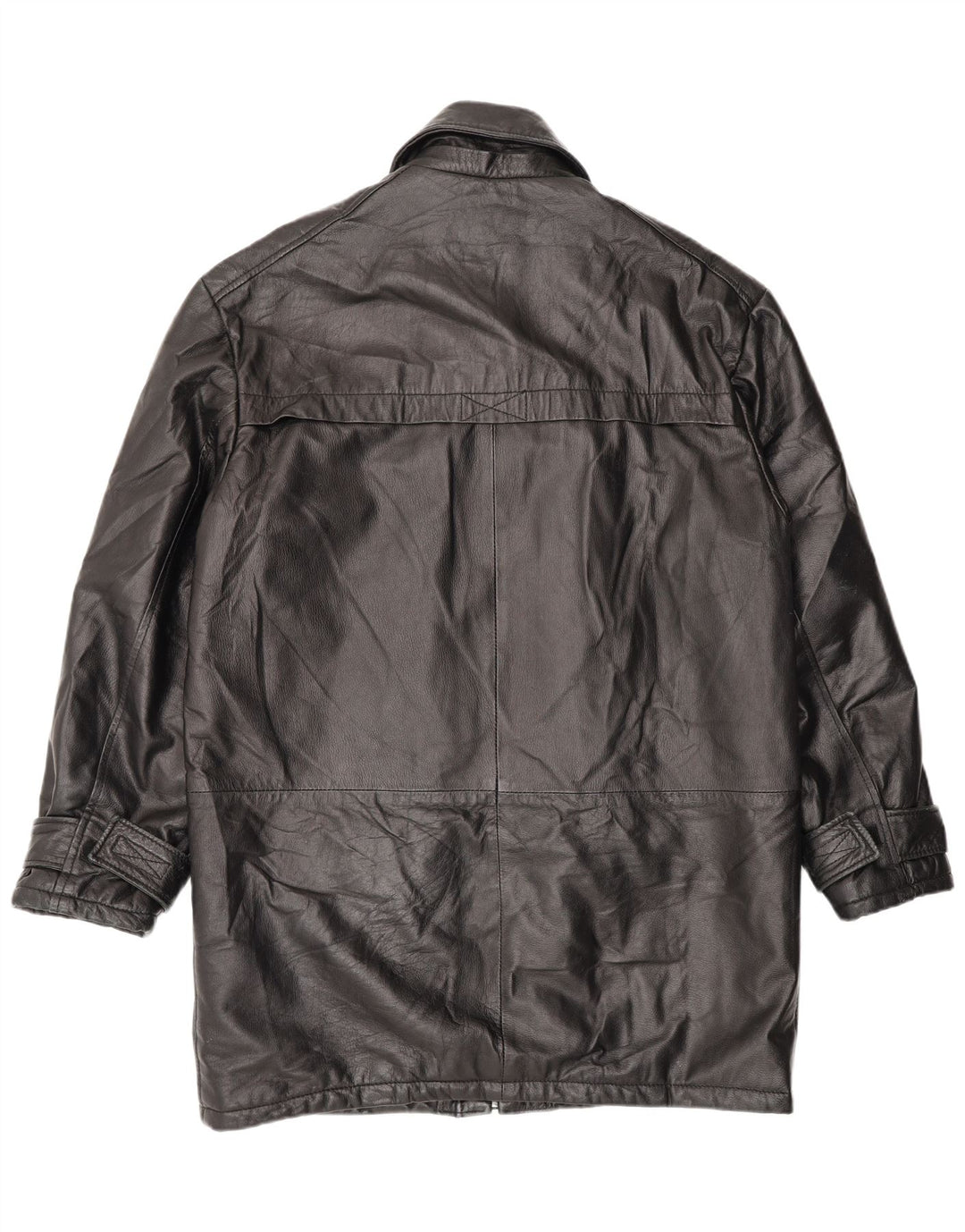 manteau en cuir homme vintage IT 48 cuir noir moyen
