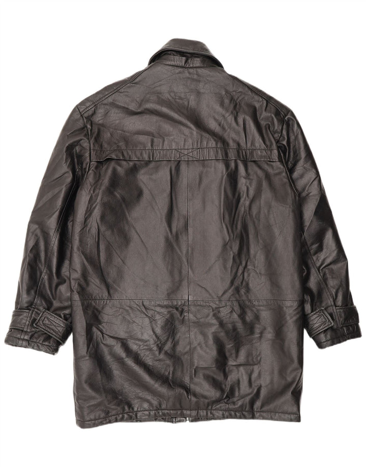 manteau en cuir homme vintage IT 48 cuir noir moyen