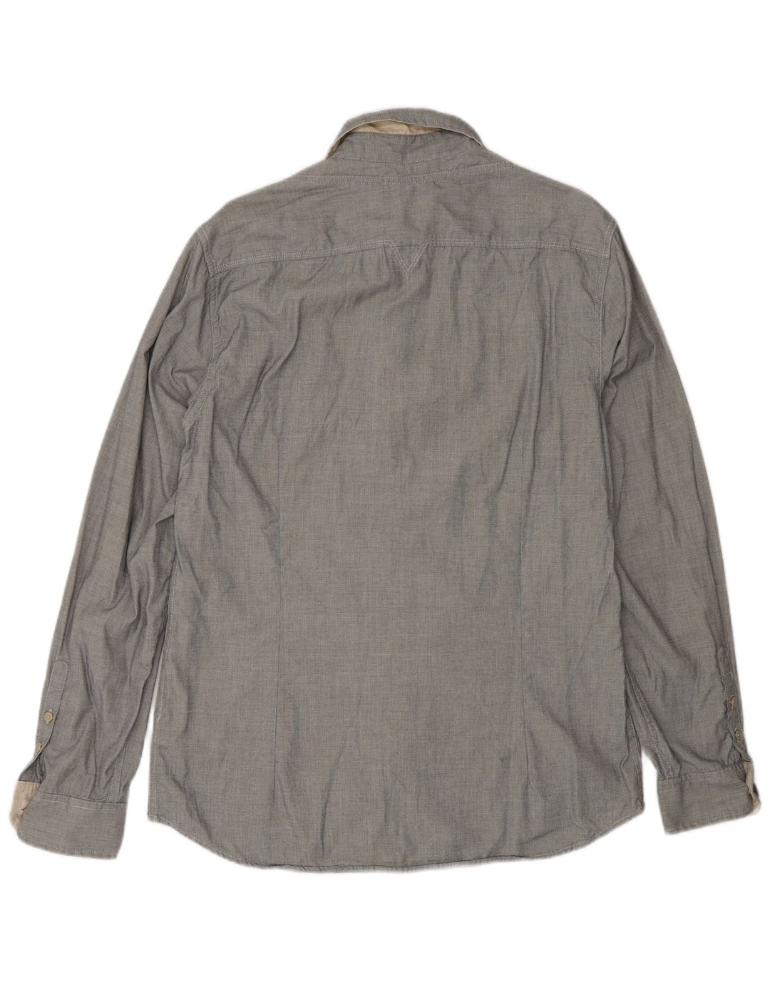 Guess Chemise coupe régulière pour homme UK 40 Grand gris à carreaux en coton