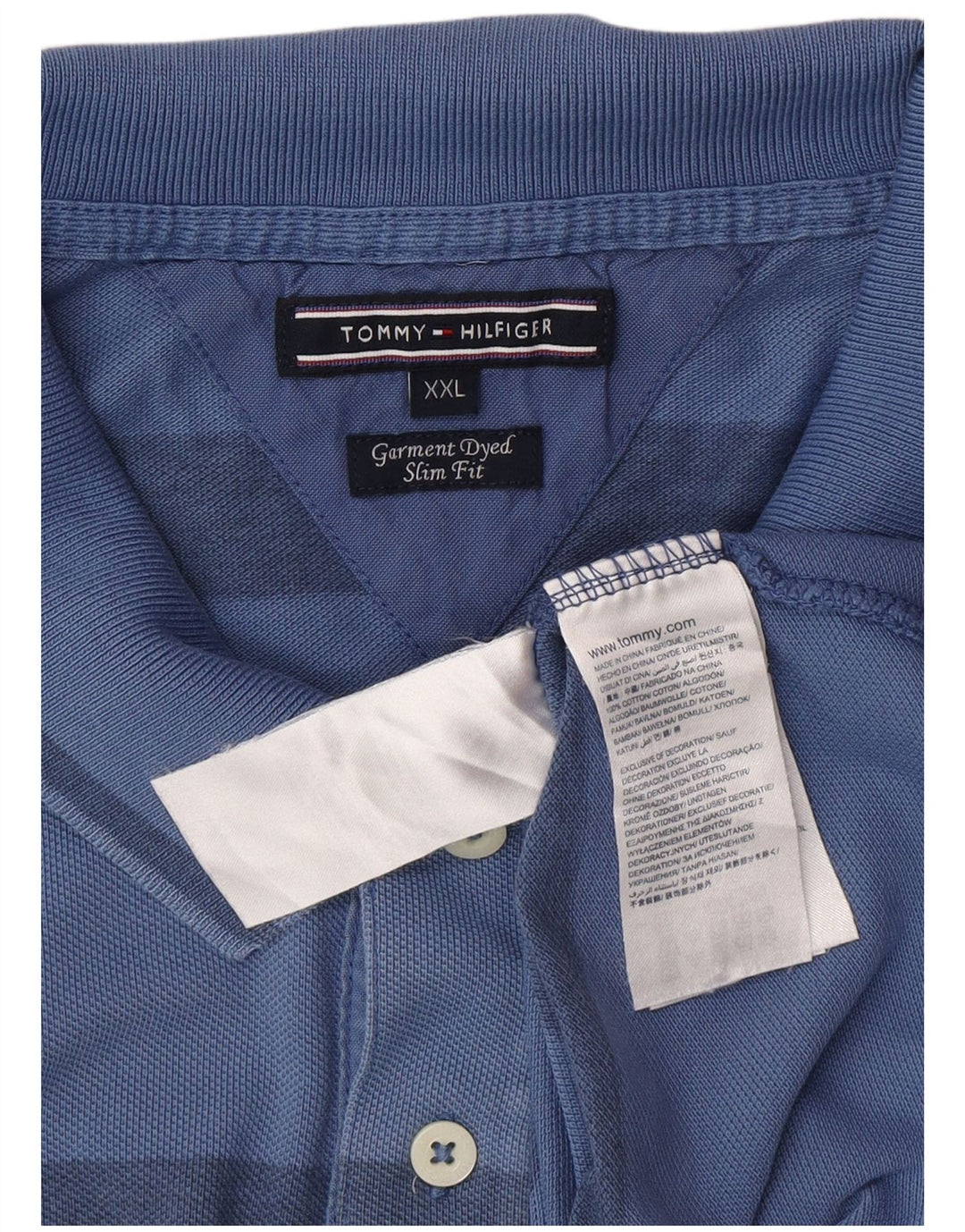 TOMMY HILFIGER Polo Slim Fit Homme 2XL Bleu Rayé Coton