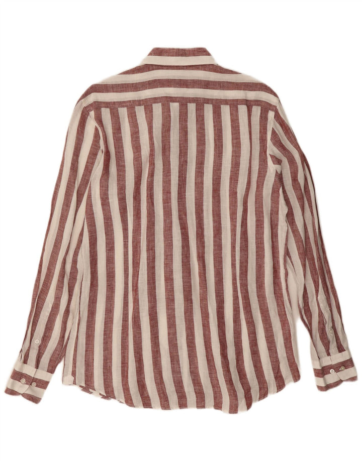 Massimo Dutti Chemise Homme Lin Rayé Bordeaux Moyen