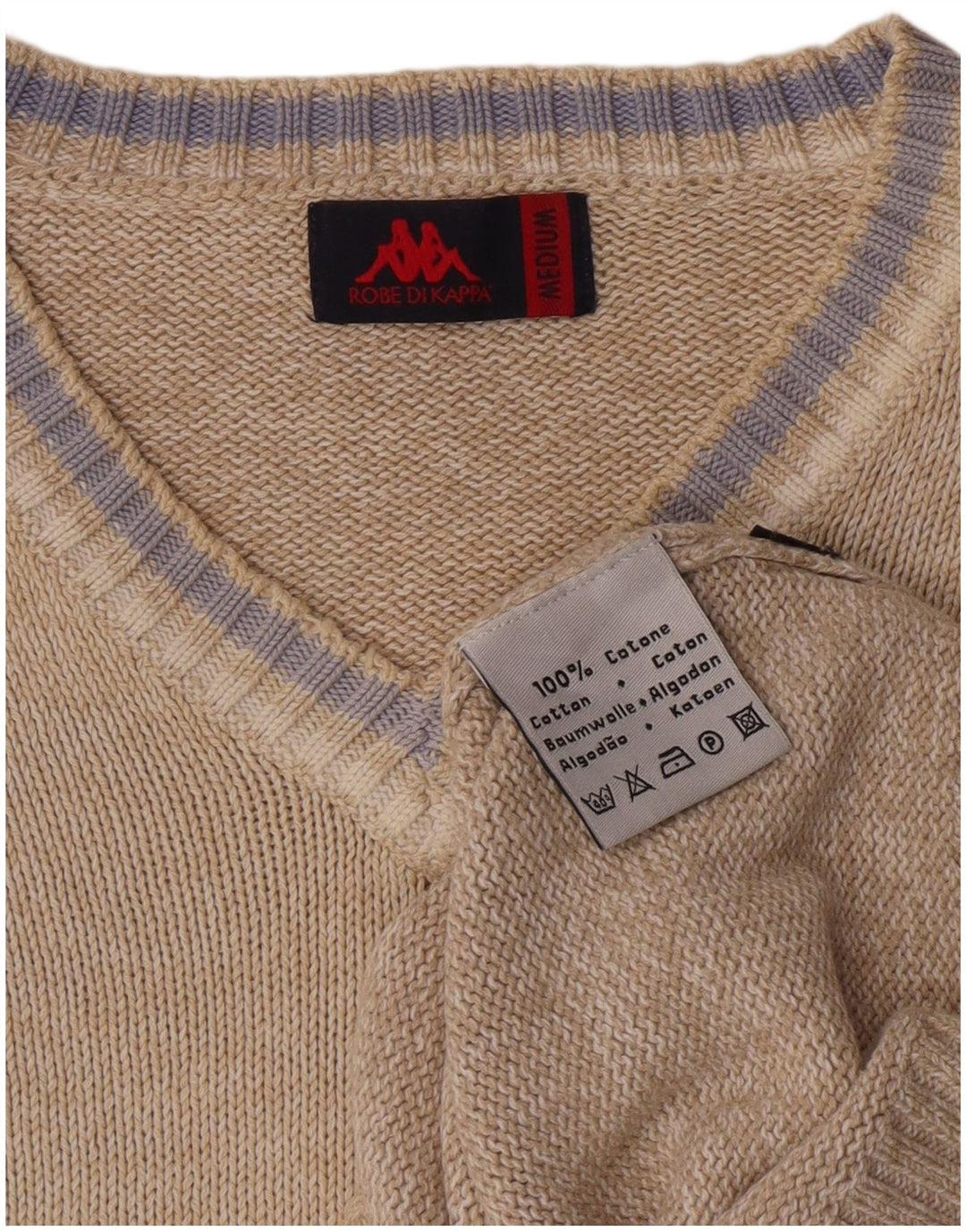 Kappa Pull Col V Homme Beige Moyen Coton