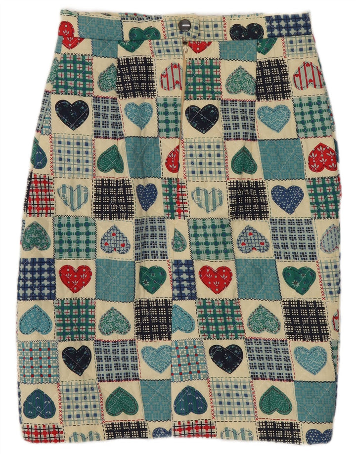 jupe crayon matelassée femme vintage W25 XS Patchwork multicolore